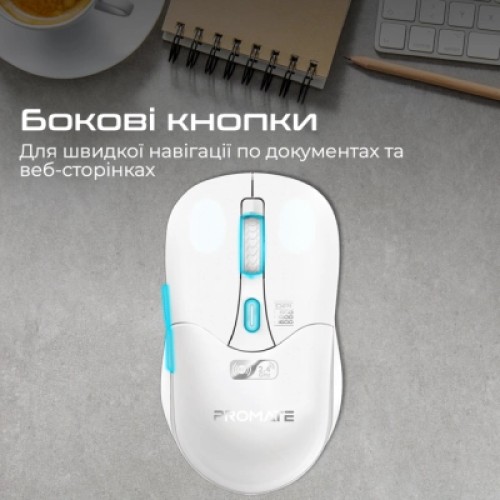 Мышка Promate Samo Wireless/Bluetooth White (samo.white)