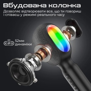 Микрофон Promate VocalMic Bluetooth 2 x AUX LED Black (vocalmic.black)