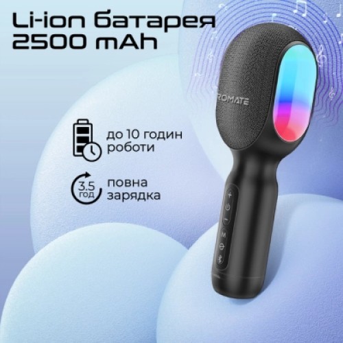 Микрофон Promate VocalMic Bluetooth 2 x AUX LED Black (vocalmic.black)