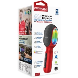 Микрофон Promate VocalMic Bluetooth 2 x AUX LED Red (vocalmic.red)