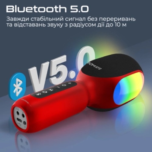 Микрофон Promate VocalMic Bluetooth 2 x AUX LED Red (vocalmic.red)