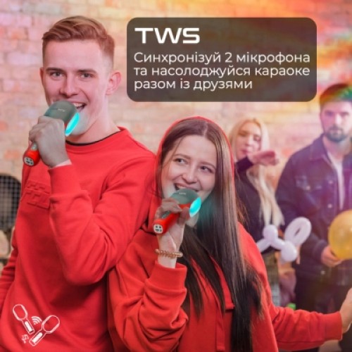 Микрофон Promate VocalMic Bluetooth 2 x AUX LED Red (vocalmic.red)