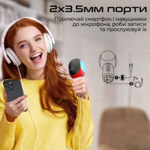 Микрофон Promate VocalMic Bluetooth 2 x AUX LED Red (vocalmic.red)