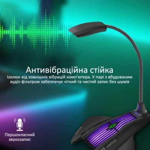 Микрофон Vertux VertuMic-1 LED USB Black (vertumic-1.black)