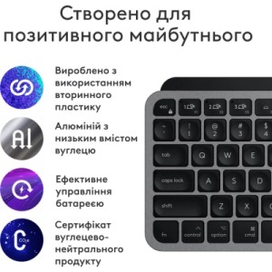 Клавиатура Logitech MX Keys Mini для MAC Wireless UA Space Grey (920-012652)