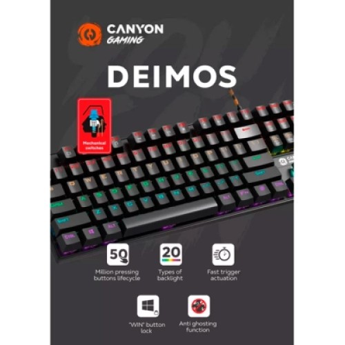 Клавиатура Canyon Deimos GK-4 Rainbow LED USB UA Black (CND-SKB4-US)