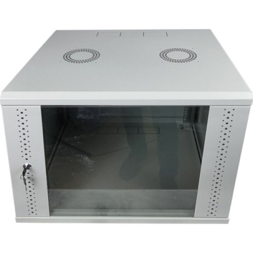 Шкаф настенный Eserver 9U 19" 600х600х503 (Ш*Г*В), сктекло, серая (ES-Е960G)