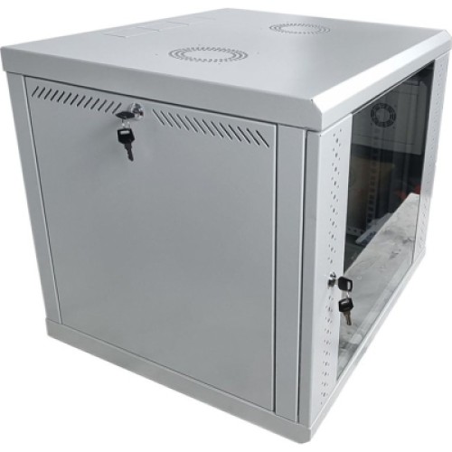 Шкаф настенный Eserver 9U 19" 600х600х503 (Ш*Г*В), сктекло, серая (ES-Е960G)