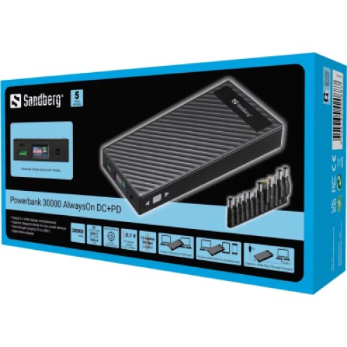 Батарея универсальная Sandberg 30000mAh PD/100W, DC/3-24V/120W, QC/3.0 (420-88)