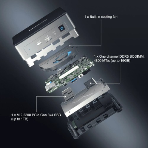 Компьютер GEEKOM Mini Air12 / N100, 16G, SSD 512G, WIN11 Pro (GMAir12N100-16512-EU)