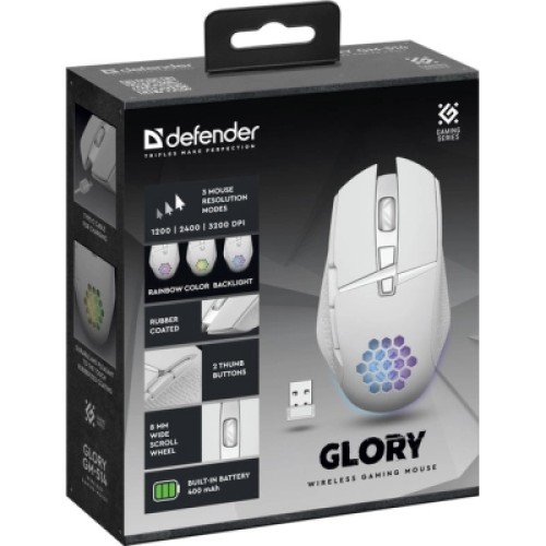 Мышка Defender Glory GM-514 LED Wireless White (52513)