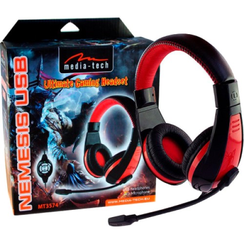 Наушники Media-Tech Nemesis USB Black-Red (MT3574)