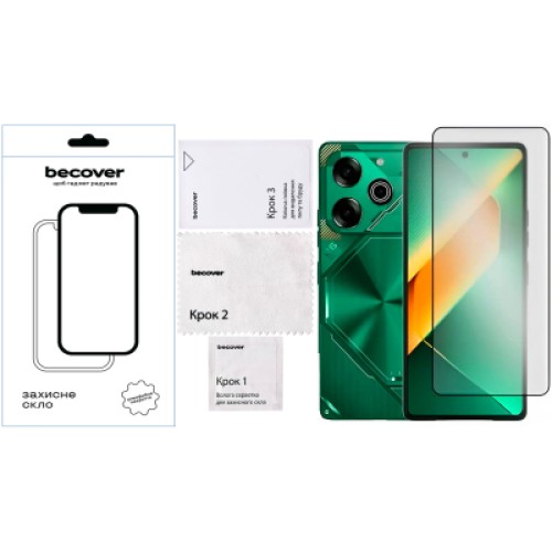 Стекло защитное BeCover Tecno POVA 6 Neo (LI6) 6.78" Black (711581)