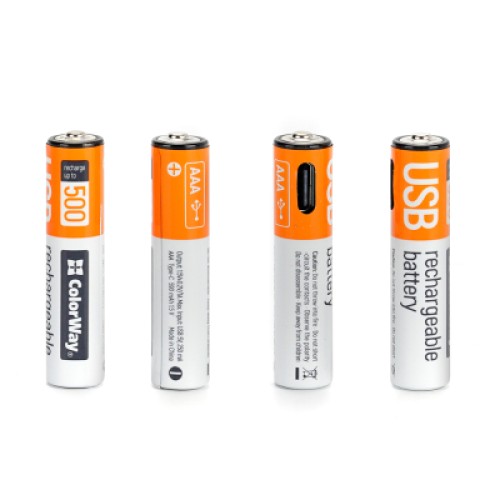 Аккумулятор ColorWay AAА USB-С 590 mAh 1.5V (2шт) (Li-Polymer) (CW-UBAAA-09)