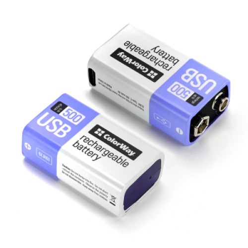 Аккумулятор Крона USB-С 390 mAh 9V (Li-Polymer) ColorWay (CW-UB9V-06)