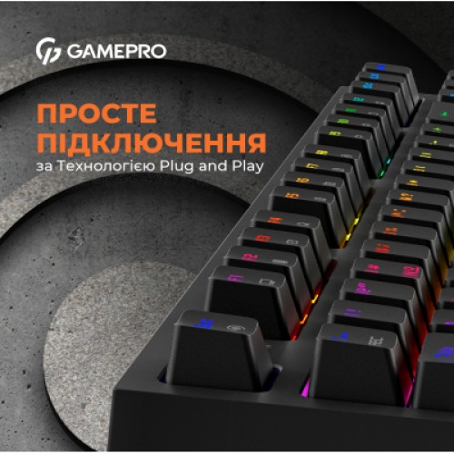 Клавиатура GamePro MK180B Hot-Swap Red Swich RGB USB UA Black (MK180B)