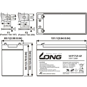 Батарея до ДБЖ Long 12В 7.2 Ач (WP7.2-12) (WP7.2-12A)