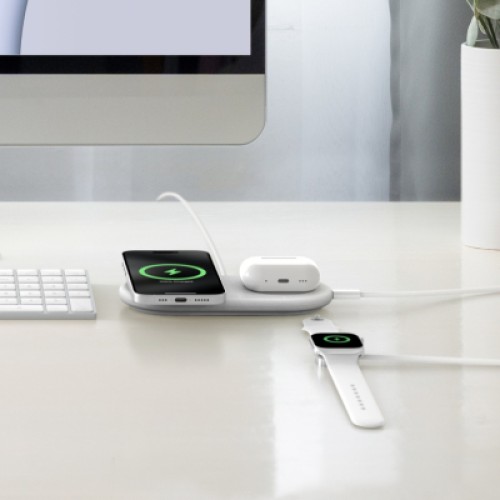 Зарядное устройство Belkin 2in1 15W Pad Qi2 white (WIZ021VFWH)