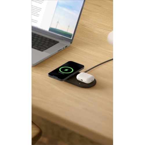 Зарядное устройство Belkin 2in1 15W Pad Qi2 black (WIZ021VFBK)