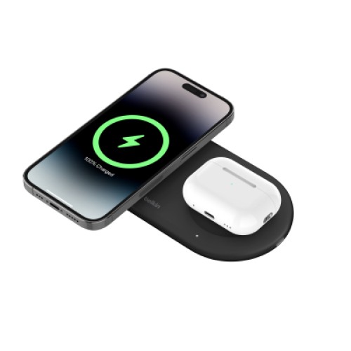 Зарядное устройство Belkin 2in1 15W Pad Qi2 black (WIZ021VFBK)