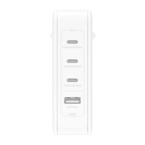 Зарядное устройство Belkin 140W 3хUSB-С GAN PD PPS USB-A White (WCH014BTWH)