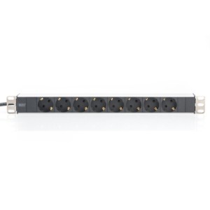 Силовой блок 1U, 8xSchuko, 16A, 250V, вилка Schuko Zpas (DN-95401)