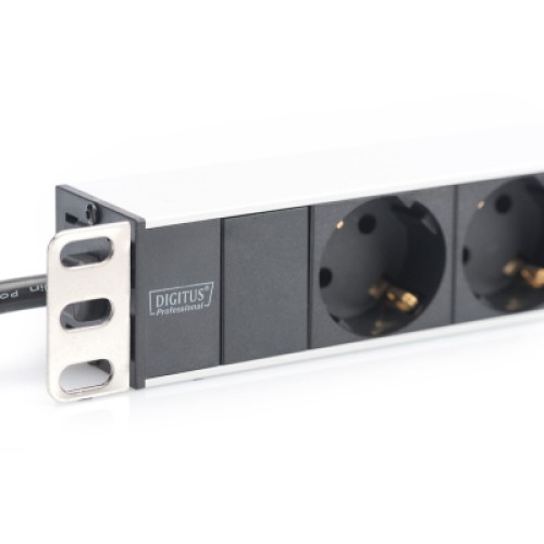 Силовой блок 1U, 8xSchuko, 16A, 250V, вилка Schuko Zpas (DN-95401)