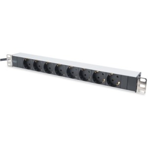 Силовой блок 1U, 8xSchuko, 16A, 250V, вилка Schuko Zpas (DN-95401)