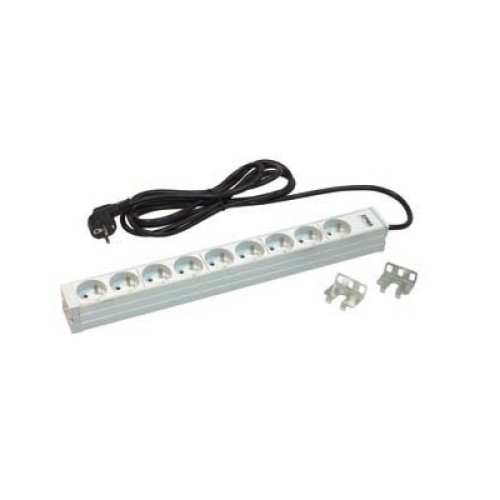 Силовой блок 19" 1U, 9хShuko, вилка Shuko Zpas (W-LZI30-09-SU-000)