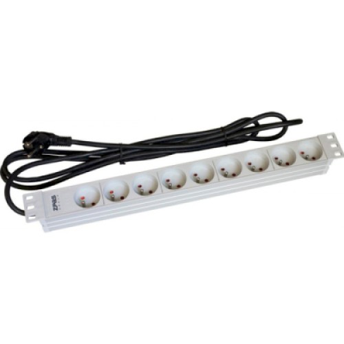 Силовой блок 19" 1U, 9хShuko, вилка Shuko Zpas (WZ-LZI30-09-SU-000)