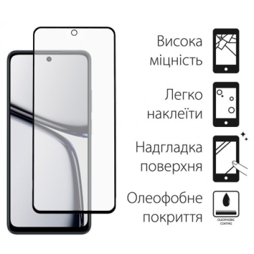 Стекло защитное Dengos Full Glue Realme C65 (black) (TGFG-362)