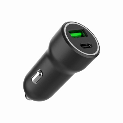 Зарядное устройство Gembird 1xUSB-A (18W QC3.0) + 1xUSB-C (20W PD) black (TA-UC-A2PDQC20-CAR-01)