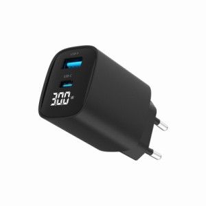 Зарядное устройство Gembird 1xUSB-A (QC3.0 18W) + 1 Type-C (PD20W) LCD black (TA-UC-PDQC30LCD-BK-01)