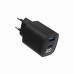 Зарядное устройство Gembird 1xUSB-A (QC3.0 18W) + 1 Type-C (PD20W) LCD black (TA-UC-PDQC30LCD-BK-01)