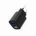 Зарядное устройство Gembird 1xUSB-A (QC3.0 18W) + 1 Type-C (PD20W) LCD black (TA-UC-PDQC30LCD-BK-01)