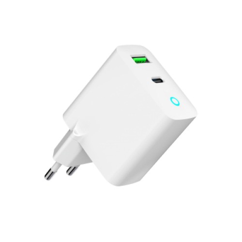 Зарядное устройство Gembird 1xUSB-A + 1 Type-C (PD20Вт + QC3.0 18Вт) white (TA-UC-PDQC20L-W-01)