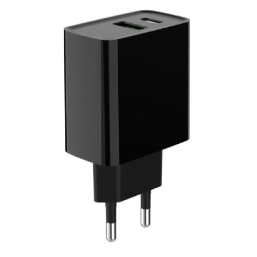 Зарядное устройство Gembird 1xUSB-A + 1 Type-C (PD20Вт + QC3.0 18Вт) black (TA-UC-PDQC20-01-BK)