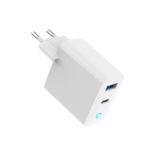 Зарядное устройство Gembird 1хUSB-A (QC3.0 18W) + 1xType-C (PD 65W) white (TA-UC-PDQC65L-W-01)