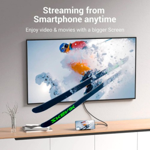 Кабель мультимедийный USB-C 3.1 to HDMI 1.5m 4K 60 Гц Thunderbolt 3 HDCP2.2 PVC Black Vention (CRBBG)