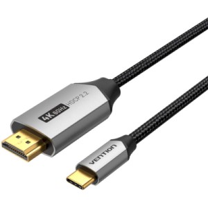 Кабель мультимедийный USB-C 3.1 to HDMI 1.5m 4K 60 Гц Thunderbolt 3 HDCP2.2 PVC Black Vention (CRBBG)