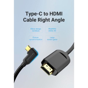 Кабель мультимедийный USB-C 3.1 to HDMI 1.5m 90° 4K 60 Гц PVC Black Vention (CGVBG)