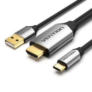 Кабель мультимедийный USB-C 3.1 to HDMI 1.5m v.2.0 4K 60Hz USB Power Supply black Vention (CGTBG)