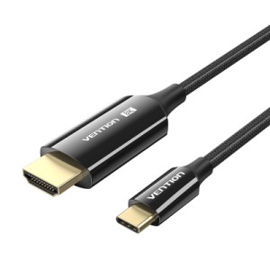 Кабель мультимедийный USB-C 3.1 to HDMI 1.8m 8K 60 Гц Zinc Alloy TPE Black Vention (CRCBAC)