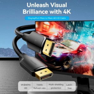 Кабель мультимедійний DisplayPort to DisplayPort 1.5m V1.2 4K 60Hz 3D Dolby 7.1 VENTION (HAKBG)