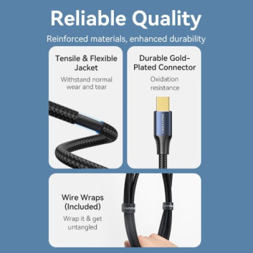 Кабель мультимедийный Mini DisplayPort to Mini DisplayPort 2.0m V1.4 8K 60Hz 32.4Gbps Blue Aluminum Alloy Vention (HCGLH)