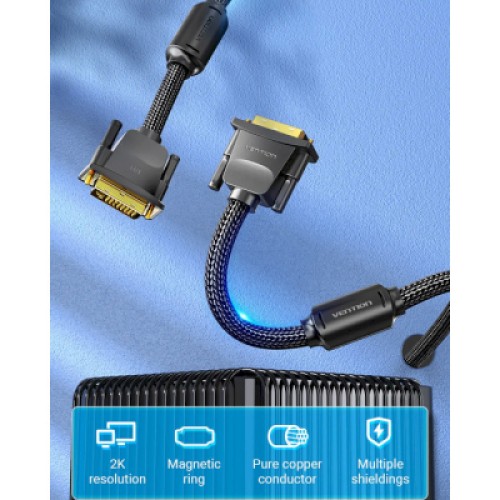 Кабель мультимедийный DVI to DVI 24+1pin 3.0m 2K 60Hz ferrite Vention (EAEBI)