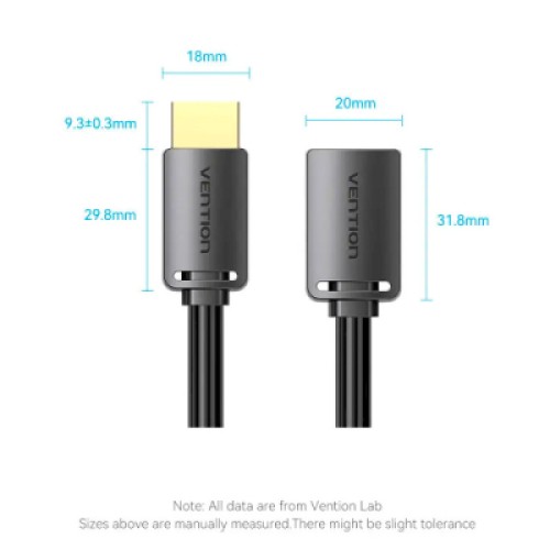 Кабель мультимедийный HDMI M to HDMI F 2.0m V2.0 4K 60Hz PVC Vention (AHCBH)