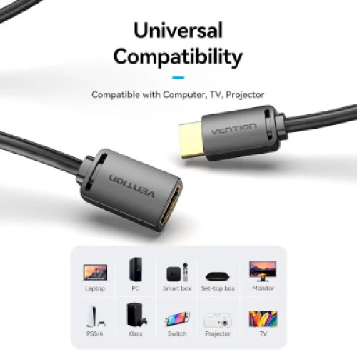 Кабель мультимедийный HDMI M to HDMI F 2.0m V2.0 4K 60Hz PVC Vention (AHCBH)