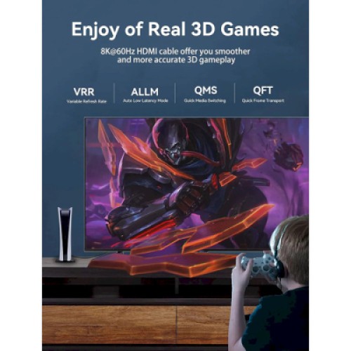 Кабель мультимедийный HDMI to HDMI 1.5m V2.1 8K 60Hz PVC Vention (AANBG)