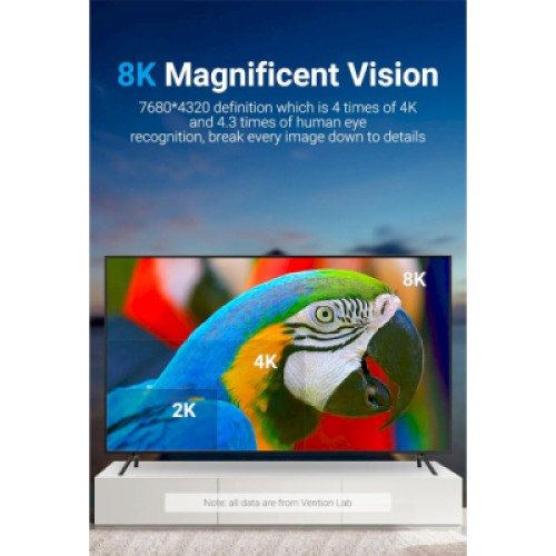Кабель мультимедийный HDMI to HDMI 1.5m V2.1 8K 60Hz Silver Metal Type Vention (ALCIG)
